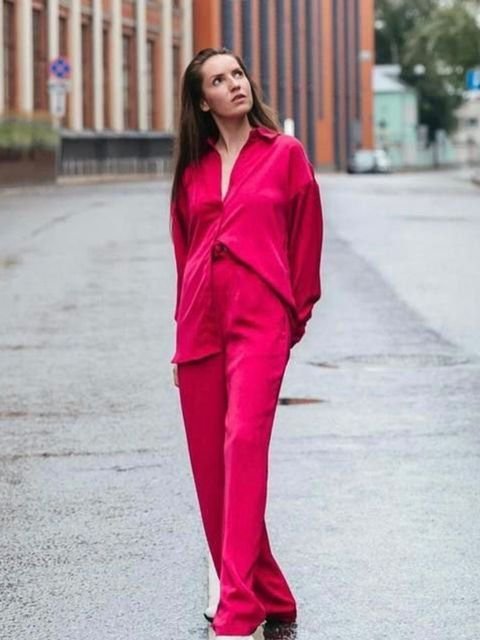 Feeling Bright Magenta Long Sleeve Shirt & Trouser Co-ord Set